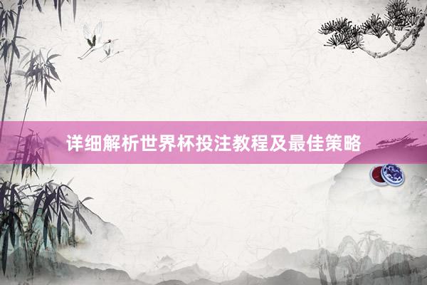 详细解析世界杯投注教程及最佳策略